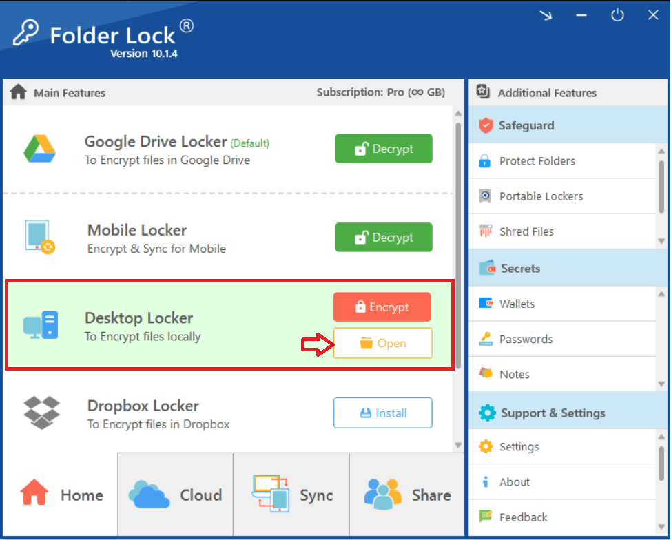 Folder Lock desktop locker screen