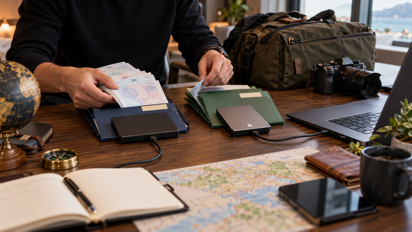 Traveler separating working scans from an encrypted recovery archive